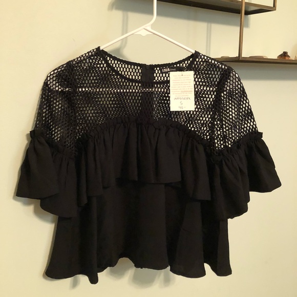 Black Ruffle Top - Picture 2 of 3